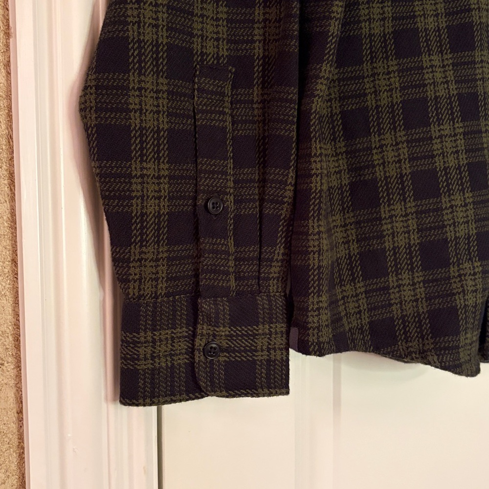 UNTUCKit Men’s Heavy Plaid Button Front Shirt Jacket Green and Black Large - Picture 4 of 10
